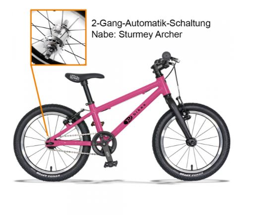 KUbikes 16L MTB | pink lasur | 2-Gang Automatik